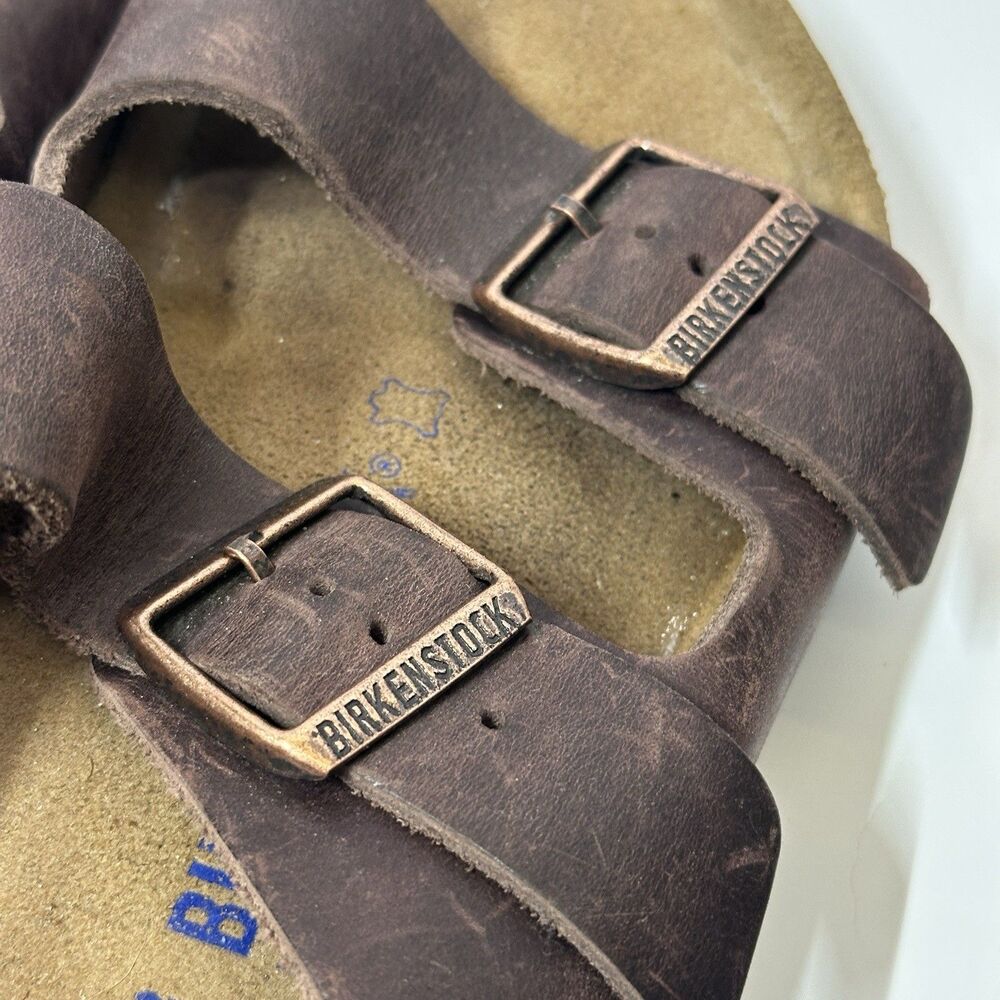 Birkenstock Arizona Sz 41 Brown Oiled Leather Granola Gorpcore Dad Sandals - Picture 4 of 8
